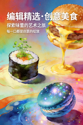 编辑精选美食创意系列海报