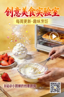 创意美食制作视频海报